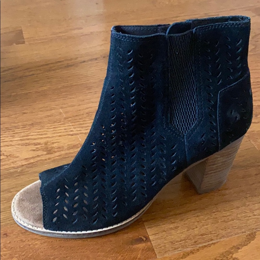 Majorca Suede Peep Toe Bootie - Picture 3 of 5